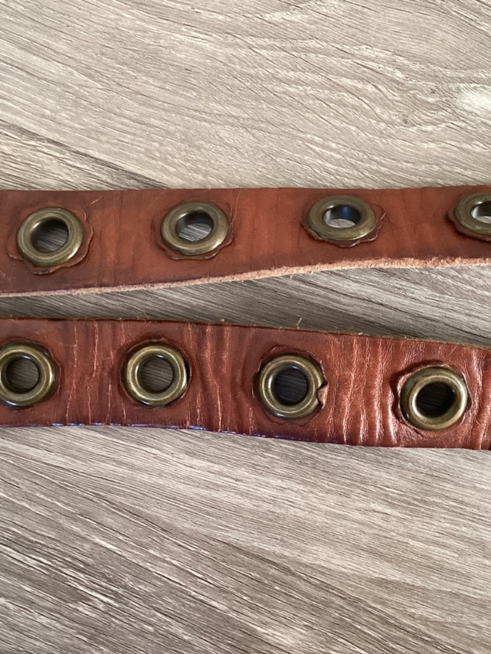 Women’s M Genuine Leather Brown Belt Large Grommets Flowers Boho Festival 1.25” - Picture 8 of 11